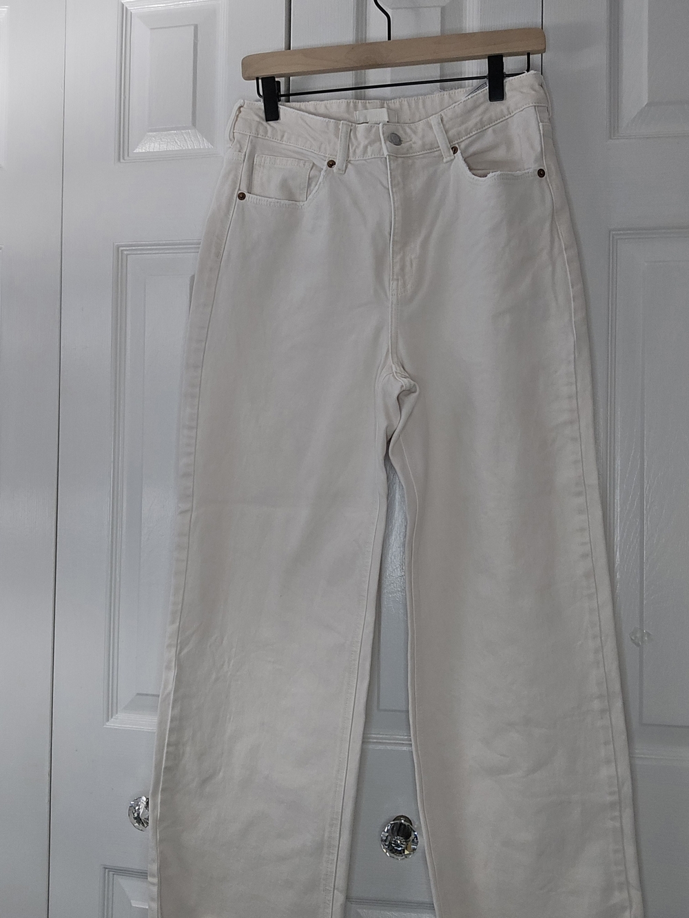 H&M Cream Straight-Leg Jeans